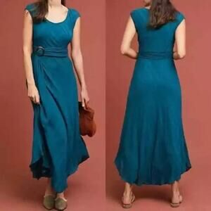 ANTHROPOLOGIE Moulinete Soeurs Guinevere Dress Turquoise Maxi Size 4 Teal